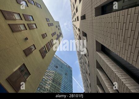 IJdock à Westerdok à Amsterdam, Hollande du Nord, Pays-Bas Banque D'Images