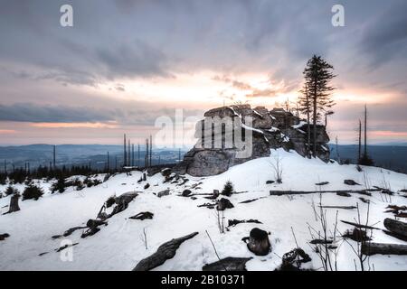 Paysage D'Hiver À Dreisessel, Haidmühle, Forêt Bavaroise, Basse-Bavière, Bavière, Allemagne Banque D'Images