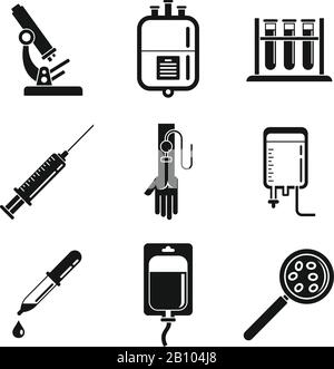 Jeu d'icônes d'aide à la transfusion sanguine. Ensemble simple d'icônes vectorielles d'aide à la transfusion sanguine pour la conception de sites Web sur fond blanc Illustration de Vecteur