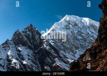 Langtang Lirung, La Montagne de la vallée de Langtang, Rasuwa, Népal Banque D'Images