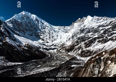 Langtang Lirung Glacier Langtang et la montagne, la vallée de Langtang, Rasuwa, Népal Banque D'Images