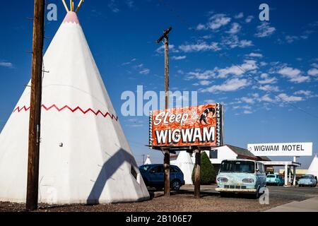 Wigwam Motel, Holbrook, l'historique Route 66, Navajo Comté, Arizona, USA Banque D'Images