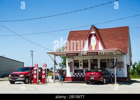 King café, journal de l'historique Route 66, New York, USA Banque D'Images