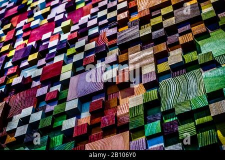 Arrière-plan en bois carré coloré. Banque D'Images