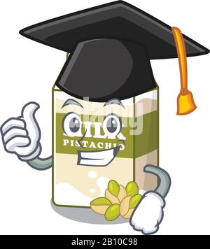 Heureux et fier du lait de pistache portant un chapeau de graduation noir Illustration de Vecteur