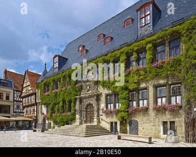 Hôtel de ville sur le marché de Quedlinburg, Saxe-Anhalt, Allemagne Banque D'Images