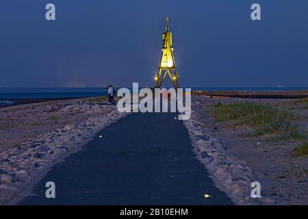 Kugelbake à l'embouchure de l'Elbe près de Cuxhaven, Basse-Saxe, Allemagne Banque D'Images