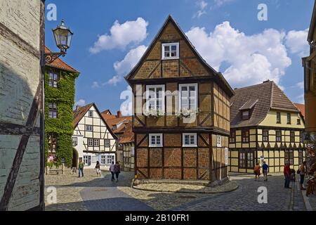 Maisons Dans Le Finkenherd, Quedlinburg, Saxe-Anhalt, Allemagne Banque D'Images