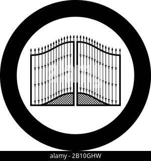 Icône de portes forgées dans un cercle rond noir illustration vectorielle style plat image simple Illustration de Vecteur