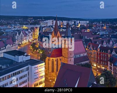 Vue sur Erfurt avec Kaufmannskirche am Anger, Thuringe, Allemagne Banque D'Images