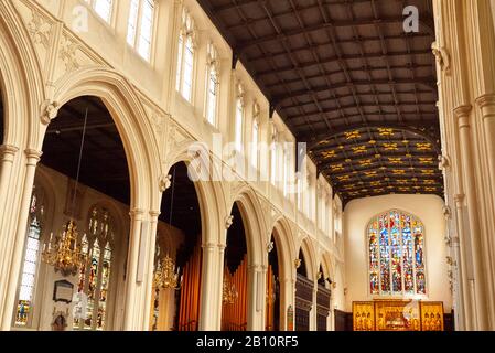 Intérieur de l'église Saint-Margaret montrant le plafond et la nef, Westminster, Londres, Royaume-Uni Banque D'Images