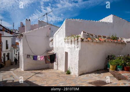 Rue dans la municipalité de Comares dans la province de Malaga, andalousie Banque D'Images