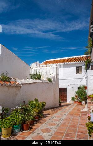 Rue dans la municipalité de Comares dans la province de Malaga, andalousie Banque D'Images