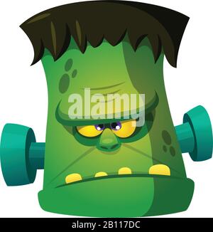 Visage monstre de dessin animé d'Halloween. Avatar ou icône de la tête de monstre vectoriel Illustration de Vecteur