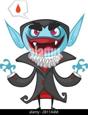 Mignon dessin animé vampire souriant. Illustration vectorielle avec bulle vocale Illustration de Vecteur