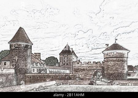 Le Château de l'ordre teutonique (Zamek W Malborku) était le siège du Grand Maître de l'ordre teutonique, Malbork, Pomerania, Pologne, Europe Banque D'Images