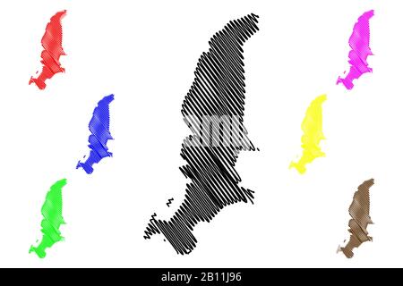 Zone de Riviere Noire (République de Maurice, l'île, les districts de l'Île Maurice) map vector illustration gribouillage, croquis de fleuve noir Illustration de Vecteur