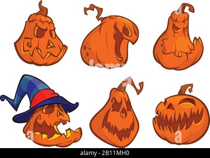 Ensemble citrouilles Halloween. Illustration de la caricature vectorielle Illustration de Vecteur