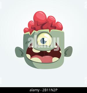Dessin animé une tête zombie eyey souriant. Illustration vectorielle Halloween Illustration de Vecteur