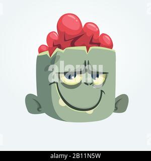 Dessin animé drôle Zombie Head souriant. Illustration vectorielle Halloween Illustration de Vecteur