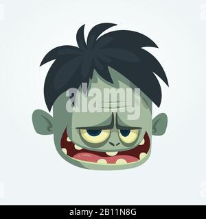 Bande dessinée drôle gris zombie tête de coiffure. Illustration vectorielle Illustration de Vecteur