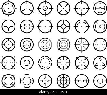 Pointeur de visée de l'applicateur. Des pointeurs de ciblage d'armes, des repères de visée et des symboles de vecteur de visée de cible sont définis Illustration de Vecteur