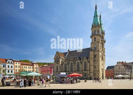 Église de notre-Dame sur la place du marché à Meiningen, Thuringe, Allemagne Banque D'Images