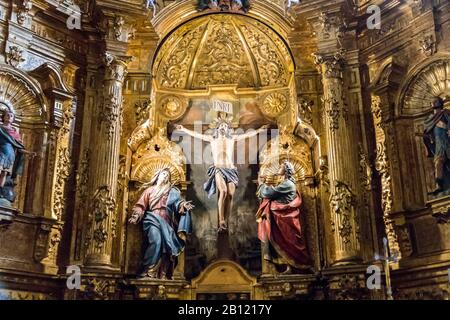 Limpias, Espagne sculpture en bois du Cristo de la Agonia (Christ d'Agony)e Iglesia de San Pedro (Eglise St Pierre) Banque D'Images