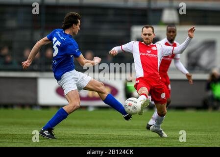 Spakenburg, Pays-Bas. 22 février 2020. Spakenburg, 22-02-2020, Sportpark de Westmaat, Tweede Divisie, IJsselmeervogels - GVVV, saison 2019/2020, (R) IJsselmeervogels joueur Mike van de Laar pendant le match IJsselmeervogels - GVV Credit: Pro Shots/Alay Live News Banque D'Images