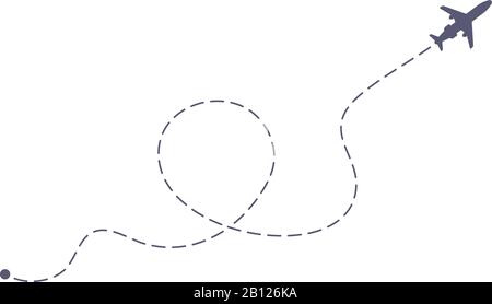 Ligne d'écrasement de vol d'avion. Compagnies aériennes trajectoire de ligne d'avion, vols de voyage et voyages aériens itinéraire lignes pointillées illustration vectorielle Illustration de Vecteur