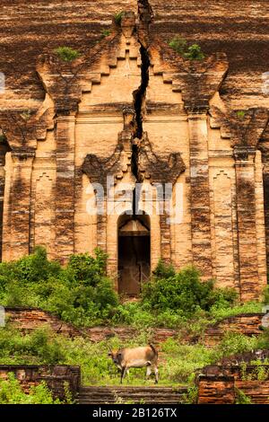 Mur fissuré de mingun Paya. Myanmar Banque D'Images