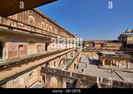 Cour intérieure d'Amer fort, Jaipur, Rajasthan, Inde Banque D'Images