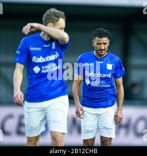 Spakenburg, Pays-Bas. 22 février 2020. Spakenburg, 22-02-2020, Sportpark de Westmaat, Tweede Divisie, IJsselmeervogels - GVV, saison 2019/2020, (R) joueur GVV Taoufik Adnane pendant le match IJsselmeervogels - GVV Credit: Pro Shots/Alay Live News Banque D'Images