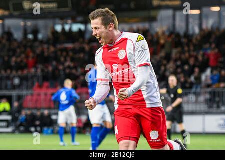 Spakenburg, Pays-Bas. 22 février 2020. Spakenburg, 22-02-2020, Sportpark de Westmaat, Tweede Divisie, IJsselmeervogels - GVV, saison 2019/2020, (C) IJsselmeervogels joueur Maikel de Harder pendant le match IJsselmeervogels - GVV Credit: Pro Shots/Alay Live News Banque D'Images