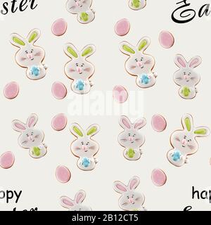 De la vue ci-dessus des cookies colorés au gingembre glacés isolés sur fond crémeux avec des mots noirs. Gros plan sur une délicieuse pâtisserie maison en merde Banque D'Images