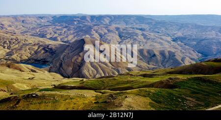 Wadi Al Hasa Avec Barrage De Tannur,Karak -Tafilah Province,Jordanie,Moyen-Orient Banque D'Images