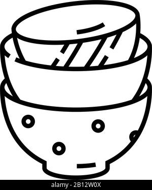 Icône en forme de ligne CUPS céramique, signe concept, illustration vectorielle, symbole linéaire. Illustration de Vecteur