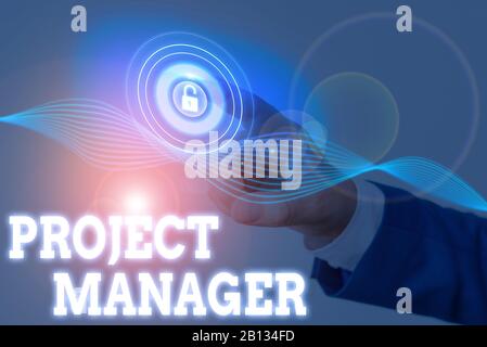 Note écrite montrant le chef de projet. Concept d'affaires pour la charge globale de la planification et de l'exécution d'un projet Banque D'Images