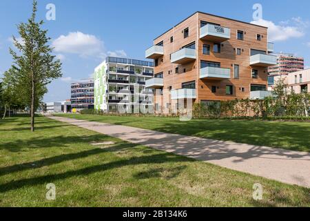 Woodcube,Iba,Salon International Building,Wilhelmsburg,Hambourg,Allemagne Banque D'Images