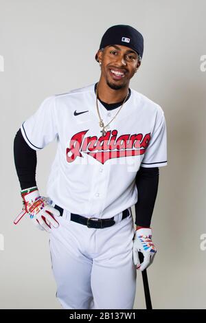 Cleveland Indians shortstop Francisco Lindor pose pour un portrait pendant la journée de photo le mercredi 19 février 2020 à Goodyear, Arizona, États-Unis. (Photo par IOS/ESPA-Images) Banque D'Images