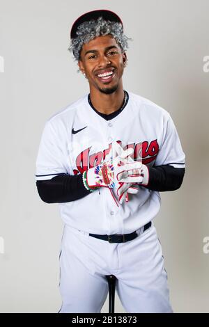 Cleveland Indians shortstop Francisco Lindor pose pour un portrait pendant la journée de photo le mercredi 19 février 2020 à Goodyear, Arizona, États-Unis. (Photo par IOS/ESPA-Images) Banque D'Images