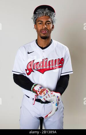 Cleveland Indians shortstop Francisco Lindor pose pour un portrait pendant la journée de photo le mercredi 19 février 2020 à Goodyear, Arizona, États-Unis. (Photo par IOS/ESPA-Images) Banque D'Images