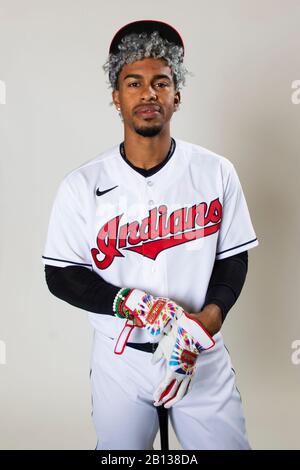 Cleveland Indians shortstop Francisco Lindor pose pour un portrait pendant la journée de photo le mercredi 19 février 2020 à Goodyear, Arizona, États-Unis. (Photo par IOS/ESPA-Images) Banque D'Images