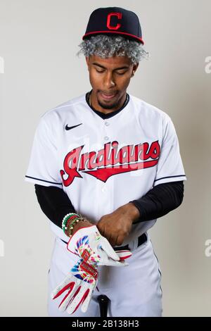 Cleveland Indians shortstop Francisco Lindor pose pour un portrait pendant la journée de photo le mercredi 19 février 2020 à Goodyear, Arizona, États-Unis. (Photo par IOS/ESPA-Images) Banque D'Images