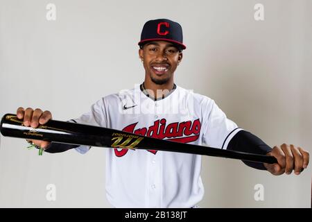 Cleveland Indians shortstop Francisco Lindor pose pour un portrait pendant la journée de photo le mercredi 19 février 2020 à Goodyear, Arizona, États-Unis. (Photo par IOS/ESPA-Images) Banque D'Images