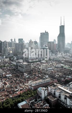 Paysage Urbain,Panorama,Huangpu,Puxi,Shanghai,Chine Banque D'Images