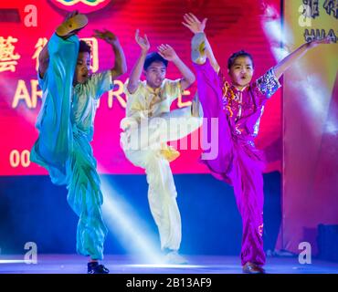 Spectacle d'arts martiaux à Chinatown Manille aux Philippines Banque D'Images