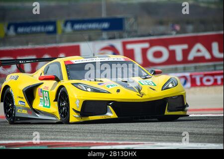 22 février 2020: Corvette Racing Jan Magnussen et Mike Rockenfeller LMGTE Pro #63 avec la Chevrolet Corvette C8.R à la pratique 2-FIA WEC Lone Star le Mans, circuit des Amériques à Austin, Texas. Mario Cantu/CSM Banque D'Images