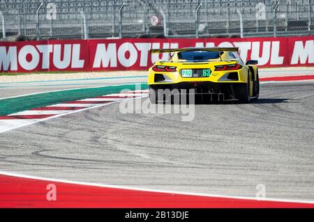 22 février 2020: Corvette Racing Jan Magnussen et Mike Rockenfeller LMGTE Pro #63 avec la Chevrolet Corvette C8.R à la pratique 1-FIA WEC Lone Star le Mans, circuit des Amériques à Austin, Texas. Mario Cantu/CSM Banque D'Images