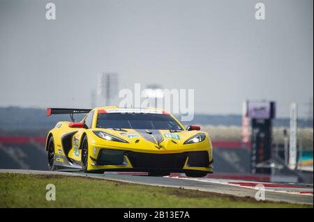 22 février 2020: Corvette Racing Jan Magnussen et Mike Rockenfeller LMGTE Pro #63 avec la Chevrolet Corvette C8.R à la pratique 2-FIA WEC Lone Star le Mans, circuit des Amériques à Austin, Texas. Mario Cantu/CSM Banque D'Images